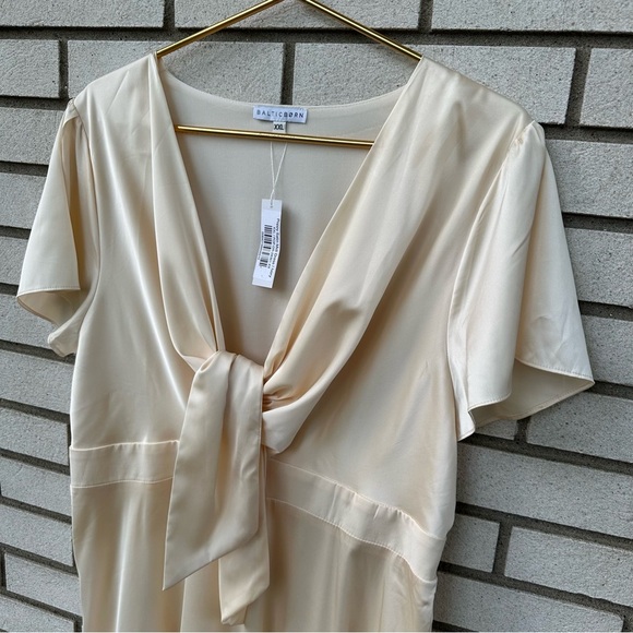 NWT Baltic Born Poppy Satin Midi Dress Cream Ivory - Picture 3 of 14